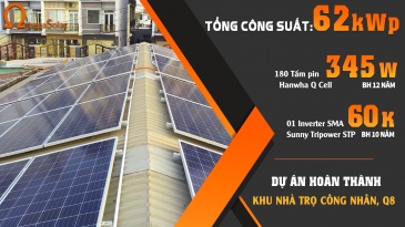 Dự án Điện Năng Lượng Mặt Trời Áp Mái 62kWp Khu Nhà Trọ Công Nhân - Quận 8